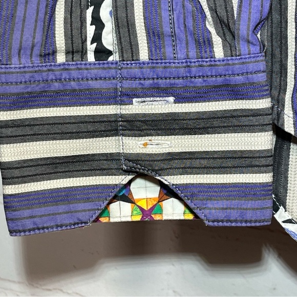 Robert Graham Shirt Mens XL Purple Stripe Button Up Classic Fit Flip Cuff - Picture 9 of 15